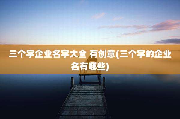 三个字企业名字大全 有创意(三个字的企业名有哪些)