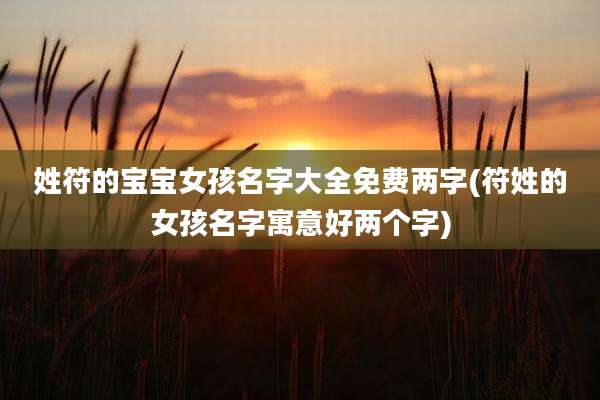 姓符的宝宝女孩名字大全免费两字(符姓的女孩名字寓意好两个字)