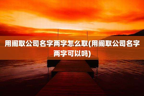 用阁取公司名字两字怎么取(用阁取公司名字两字可以吗)
