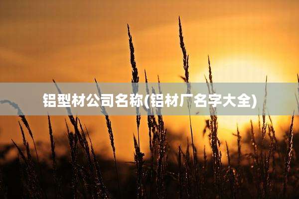 铝型材公司名称(铝材厂名字大全)