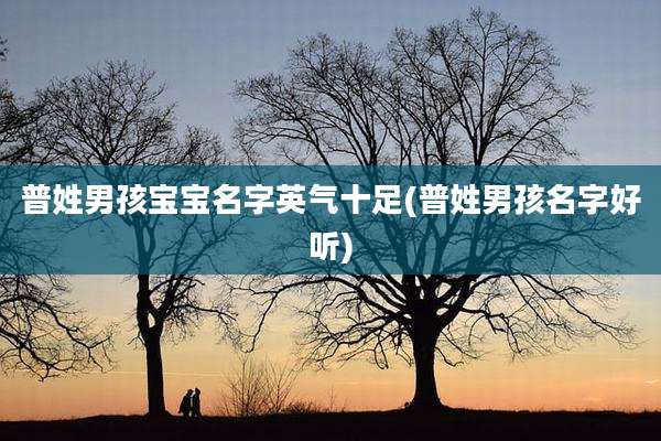 普姓男孩宝宝名字英气十足(普姓男孩名字好听)