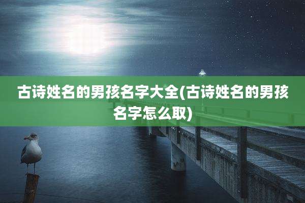 古诗姓名的男孩名字大全(古诗姓名的男孩名字怎么取)