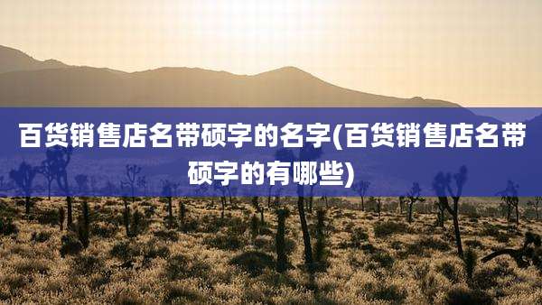 百货销售店名带硕字的名字(百货销售店名带硕字的有哪些)