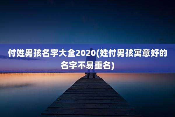 付姓男孩名字大全2020(姓付男孩寓意好的名字不易重名)