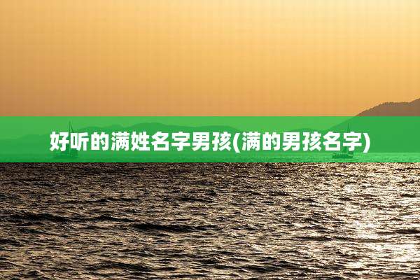 好听的满姓名字男孩(满的男孩名字)
