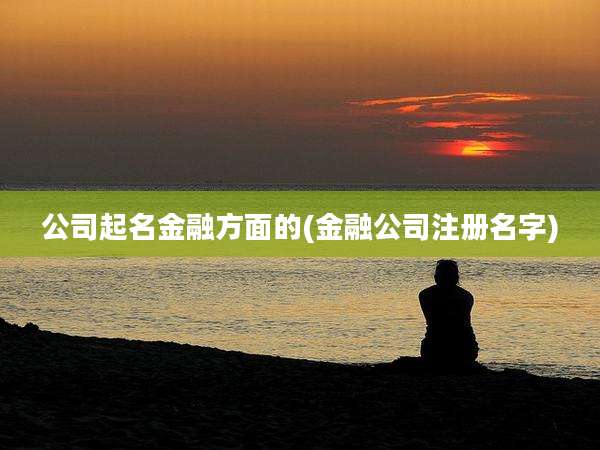 公司起名金融方面的(金融公司注册名字)