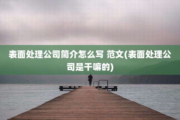 表面处理公司简介怎么写 范文(表面处理公司是干嘛的)