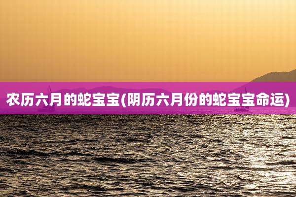 农历六月的蛇宝宝(阴历六月份的蛇宝宝命运)