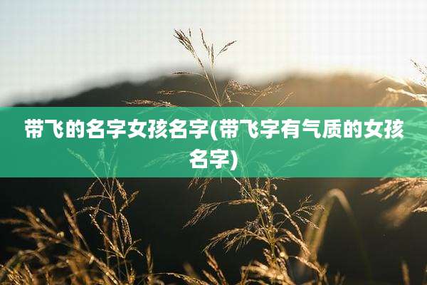 带飞的名字女孩名字(带飞字有气质的女孩名字)