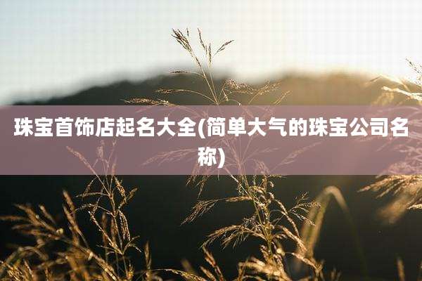 珠宝首饰店起名大全(简单大气的珠宝公司名称)
