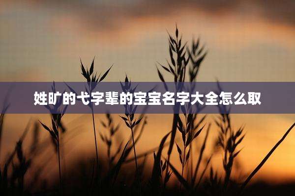 姓旷的弋字辈的宝宝名字大全怎么取