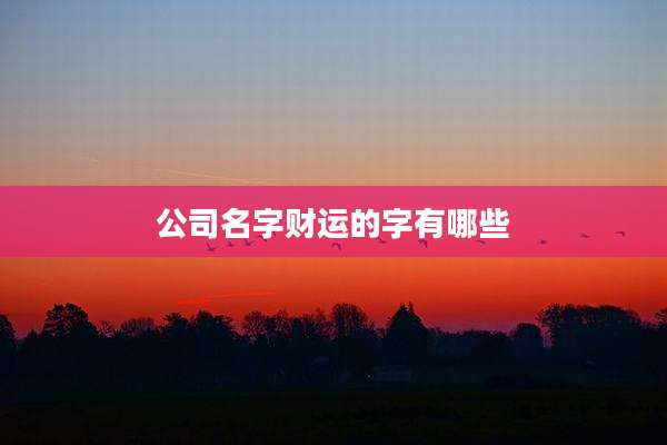 公司名字财运的字有哪些