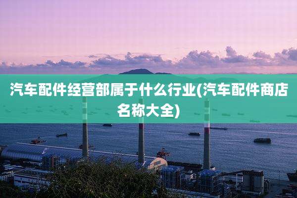 汽车配件经营部属于什么行业(汽车配件商店名称大全)