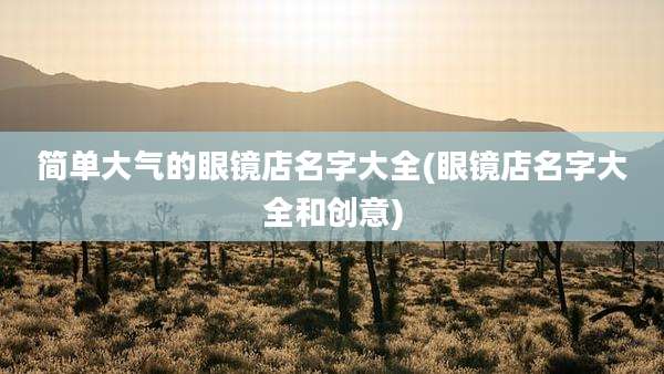 简单大气的眼镜店名字大全(眼镜店名字大全和创意)