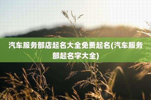 汽车服务部店起名大全免费起名(汽车服务部起名字大全)
