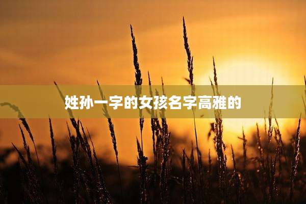 姓孙一字的女孩名字高雅的