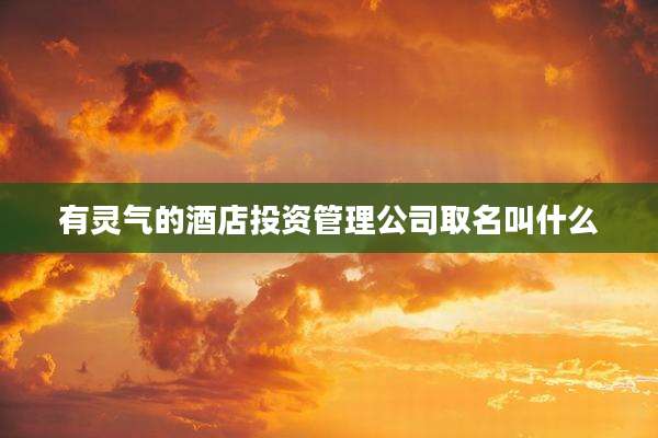有灵气的酒店投资管理公司取名叫什么