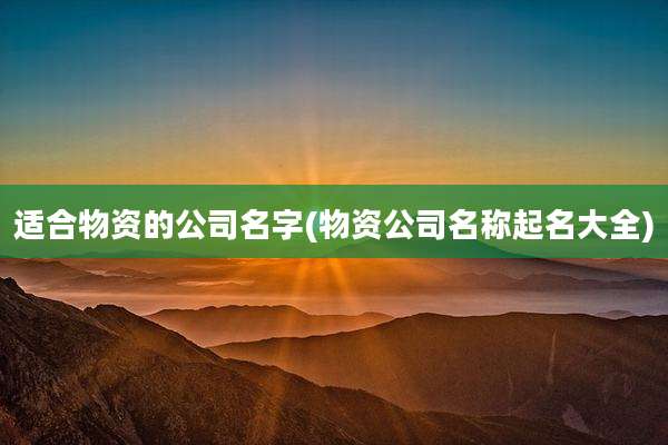 适合物资的公司名字(物资公司名称起名大全)