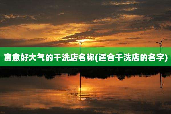 寓意好大气的干洗店名称(适合干洗店的名字)