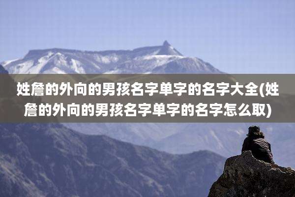 姓詹的外向的男孩名字单字的名字大全(姓詹的外向的男孩名字单字的名字怎么取)