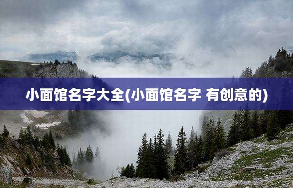 小面馆名字大全(小面馆名字 有创意的)