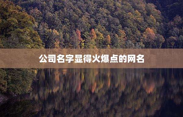公司名字显得火爆点的网名