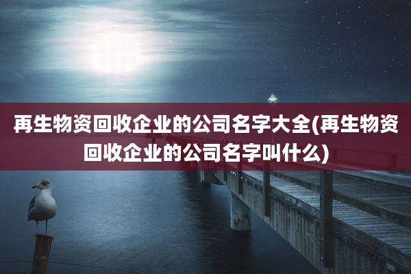 再生物资回收企业的公司名字大全(再生物资回收企业的公司名字叫什么)
