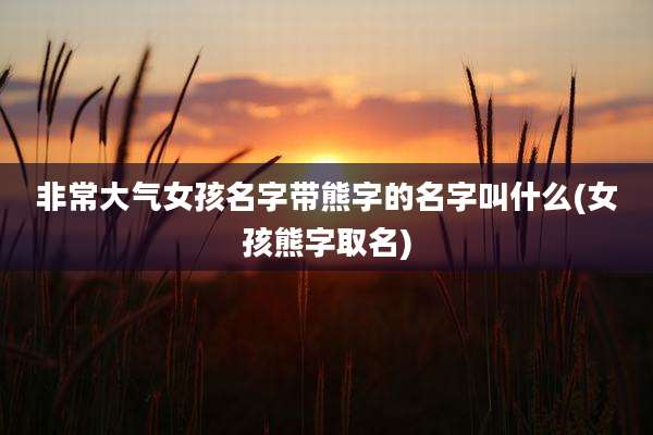 非常大气女孩名字带熊字的名字叫什么(女孩熊字取名)