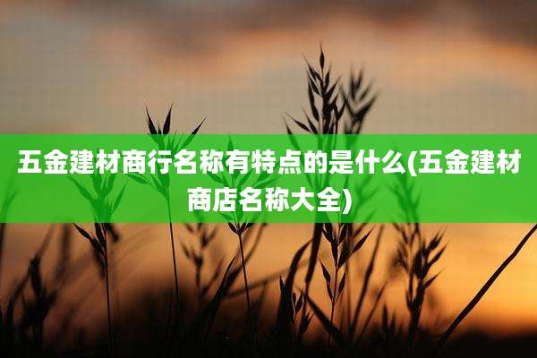 五金建材商行名称有特点的是什么(五金建材商店名称大全)