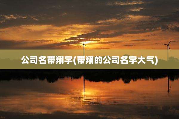 公司名带翔字(带翔的公司名字大气)