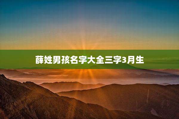 薛姓男孩名字大全三字3月生