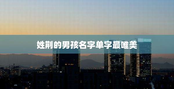 姓荆的男孩名字单字最唯美