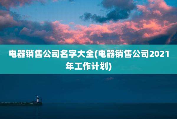 电器销售公司名字大全(电器销售公司2021年工作计划)
