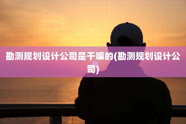 勘测规划设计公司是干嘛的(勘测规划设计公司)