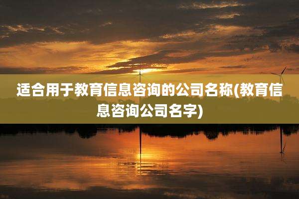 适合用于教育信息咨询的公司名称(教育信息咨询公司名字)