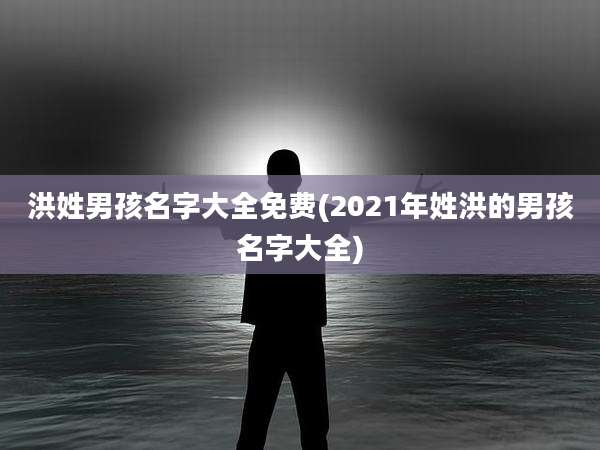 洪姓男孩名字大全免费(2021年姓洪的男孩名字大全)