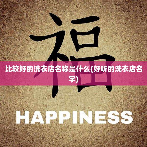 比较好的洗衣店名称是什么(好听的洗衣店名字)