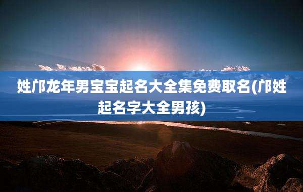 姓邝龙年男宝宝起名大全集免费取名(邝姓起名字大全男孩)