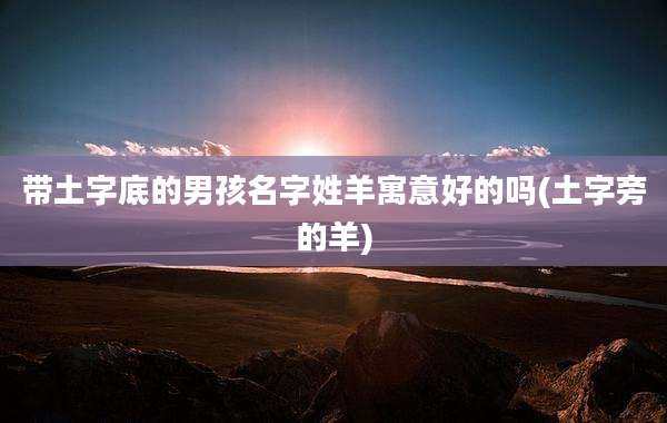 带土字底的男孩名字姓羊寓意好的吗(土字旁的羊)