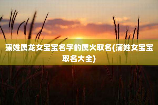 蒲姓属龙女宝宝名字的属火取名(蒲姓女宝宝取名大全)