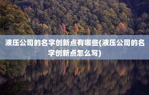 液压公司的名字创新点有哪些(液压公司的名字创新点怎么写)