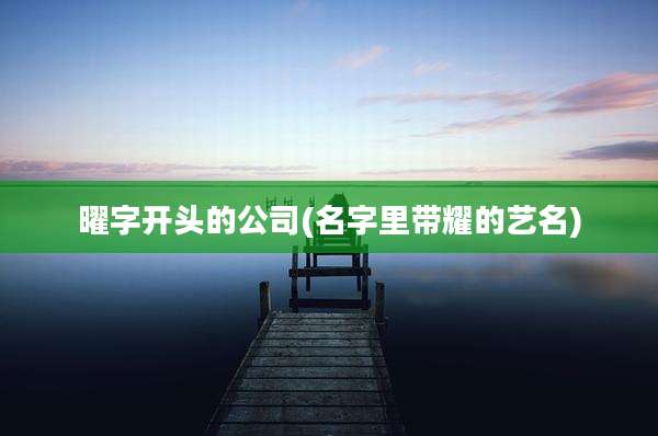 曜字开头的公司(名字里带耀的艺名)
