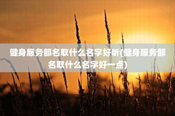 健身服务部名取什么名字好听(健身服务部名取什么名字好一点)