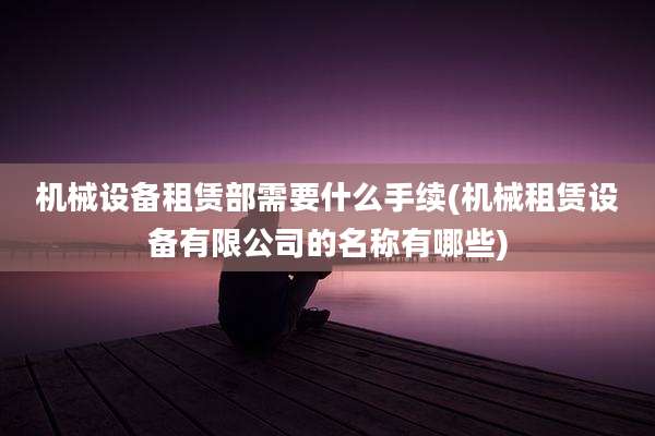 机械设备租赁部需要什么手续(机械租赁设备有限公司的名称有哪些)