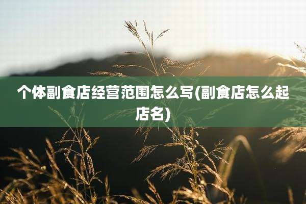 个体副食店经营范围怎么写(副食店怎么起店名)