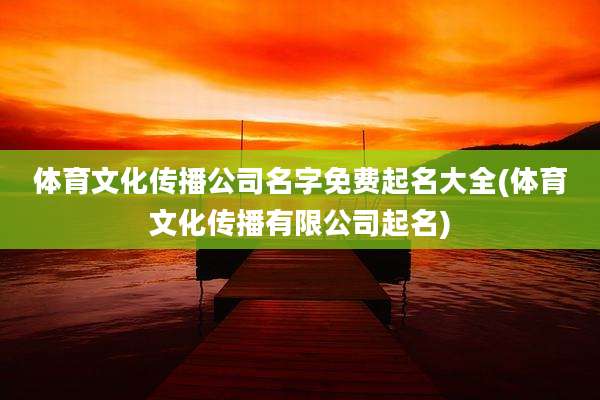 体育文化传播公司名字免费起名大全(体育文化传播有限公司起名)