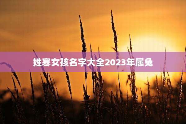 姓寒女孩名字大全2023年属兔