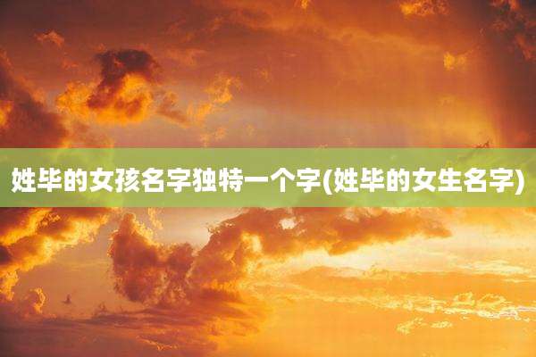 姓毕的女孩名字独特一个字(姓毕的女生名字)
