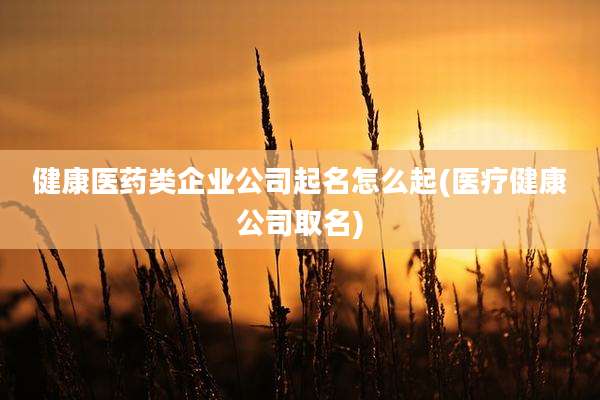 健康医药类企业公司起名怎么起(医疗健康公司取名)