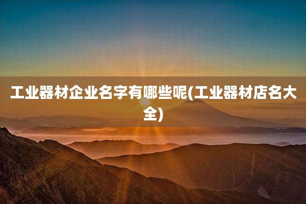 工业器材企业名字有哪些呢(工业器材店名大全)